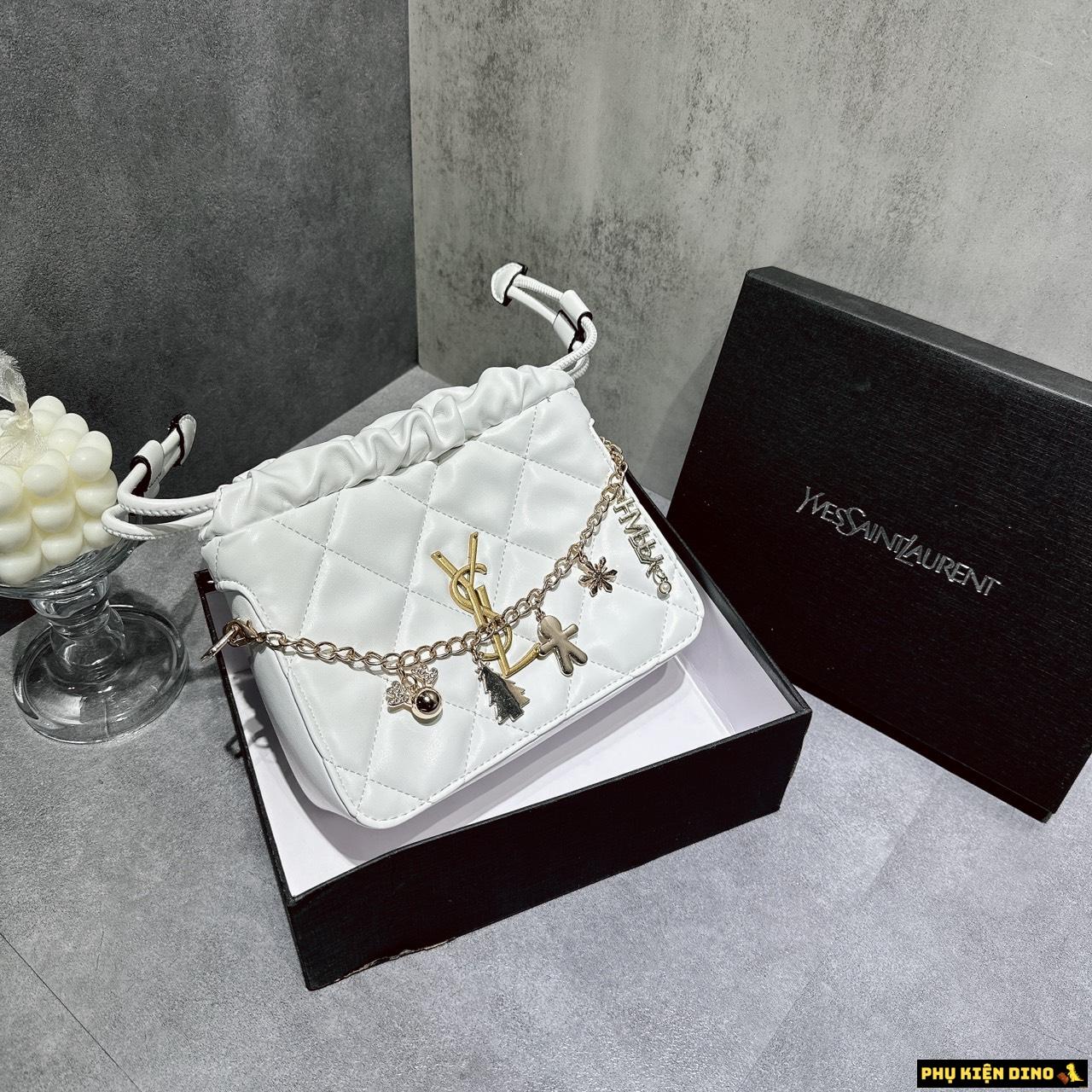 Túi Xách YSL Màu Trắng Kèm Dây Charm Túi Xách YSL Màu Trắng Kèm Dây Charm